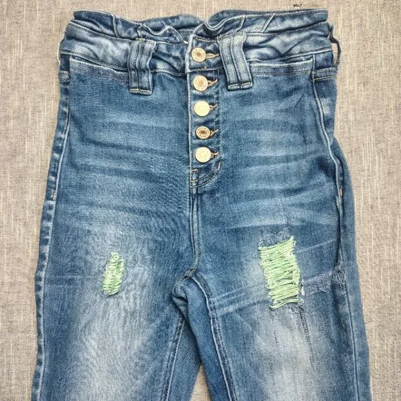 KanCan Maurices Jeans Girls Size 23x29 Flare High Rise Button Fly Ripped Stretch - Picture 4 of 13